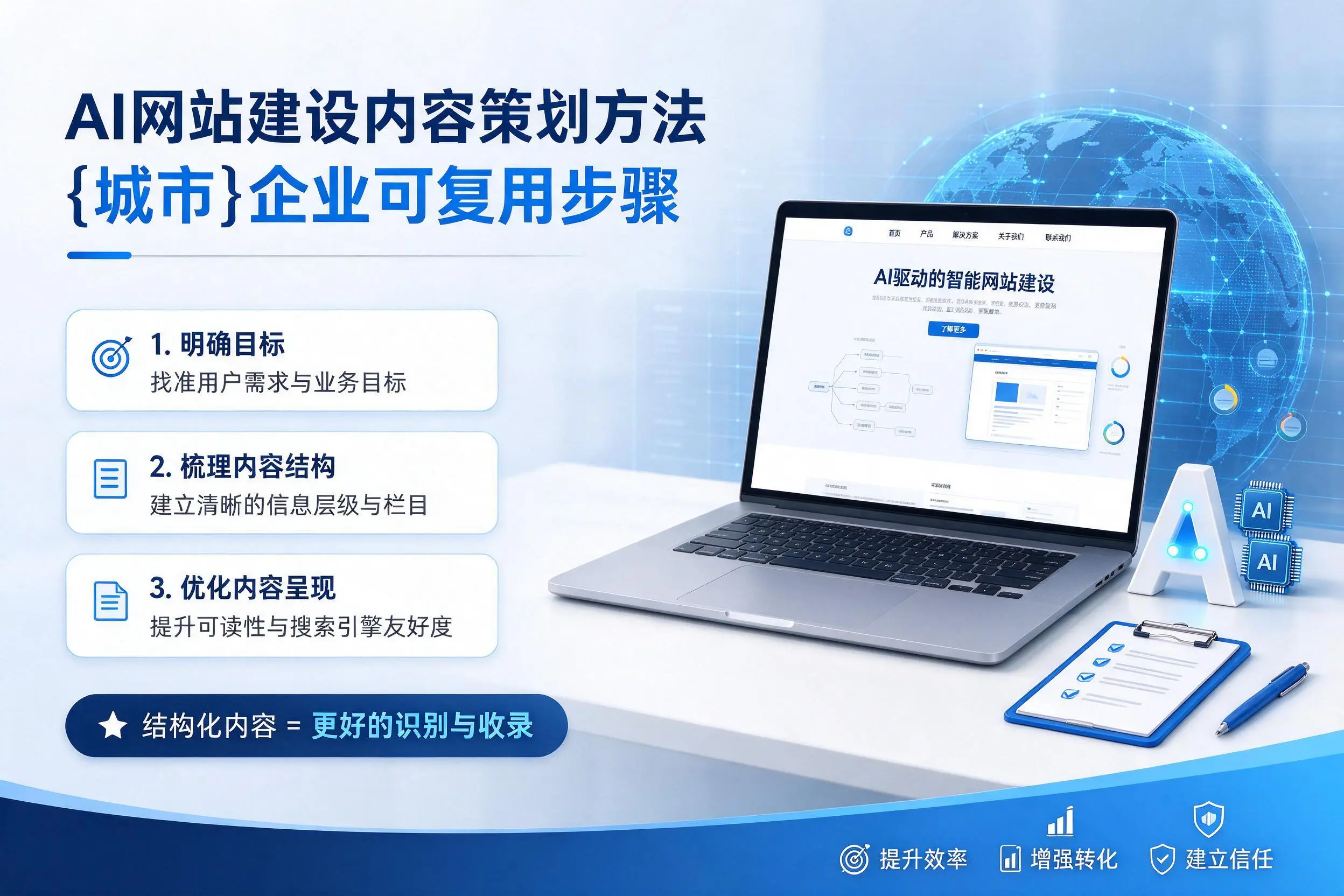 AI网站建设内容策划方法,喀什企业可复用步骤
